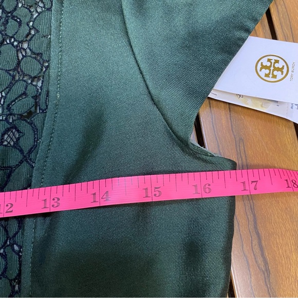 Tory Burch Women’s Mariana Dress Size 4 Lace Jacquard Douglas Fir Designer NWT - Picture 12 of 14